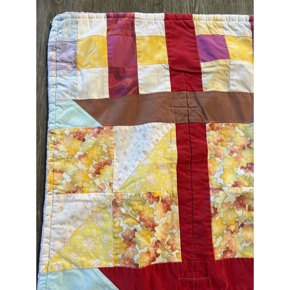 Handmade Patchwork Quilt Crib‎ Kids Small Multicolor Floral Cottagecore Blanket